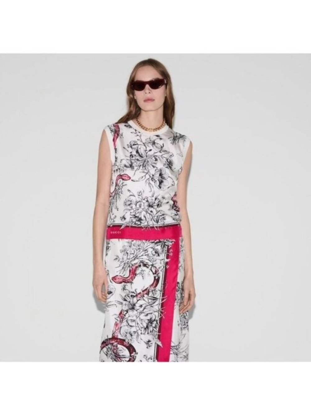 NWT Gucci Snake Top Silk Floral Sz S 100% Authentic